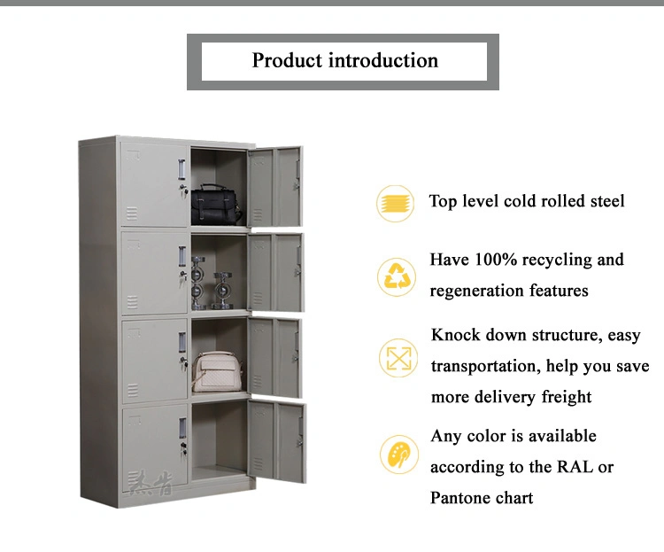 High Quality Metal Lockers 8 Door Stainless Steel Multiple Layer Clothing Locker