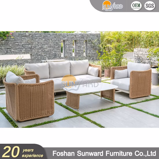 Outdoor PE Wicker Rattan Moderno Jardim Chinês Hotel Resort Villa Projeto Alumínio Personalizado Lazer Sofá Móveis