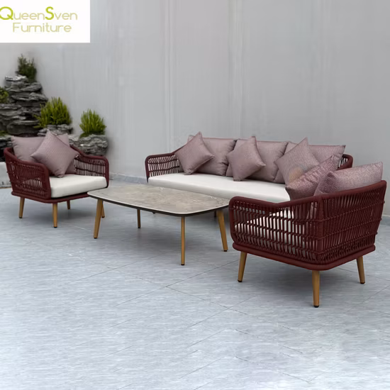 Novos conjuntos de sofás de vime e vime sofás de jardim ao ar livre móveis do lobby do hotel