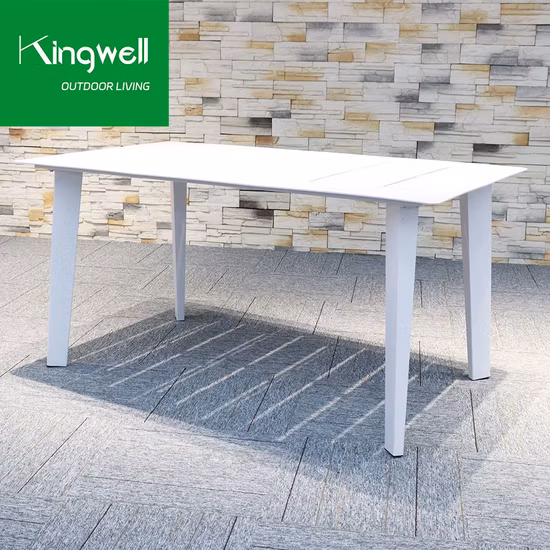 Conjunto de mesa de jantar de madeira de teca para jardim ao ar livre móveis de alumínio para sala de jantar