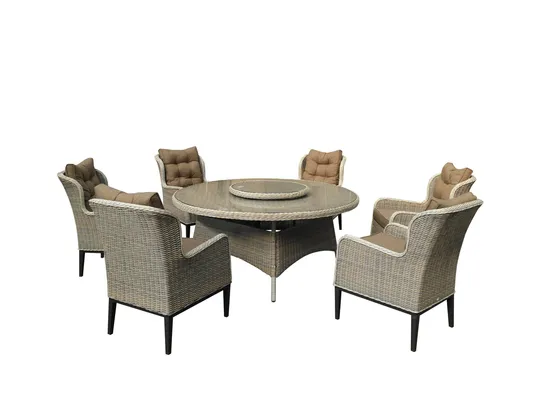 Conjunto de móveis de jardim de metal 6 peças para jardim com cadeira e mesa redonda