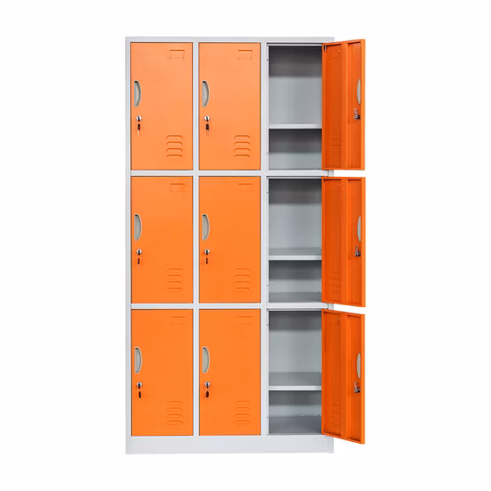 Módulo de armazenamento múltiplo de vestiário de nível Gym3 9 armário de aço de porta vermelha